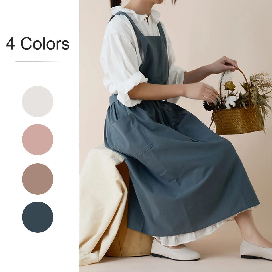 Japanese Style Apron Long Fashion 1PC  Waterproof Cotton Coffee Shop Women Men for Cooking Baking Gardening