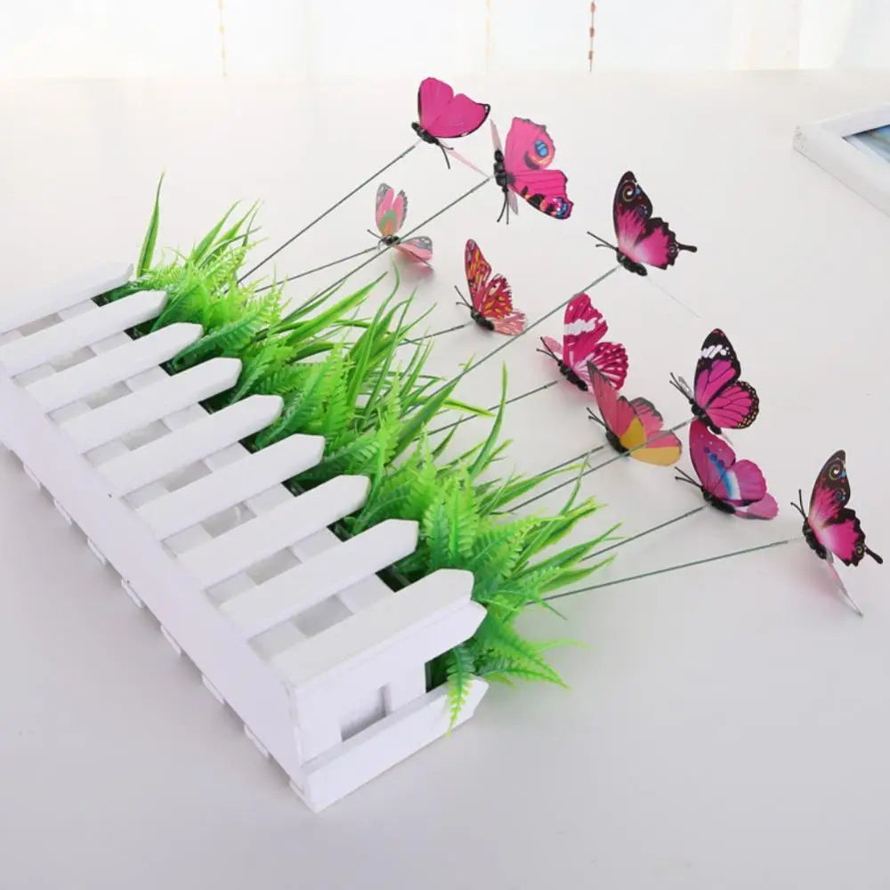 10Pcs/Set Simulation Butterfly Stick Outdoor Garden Flower Pot Decor Ornament Gardening Supplies