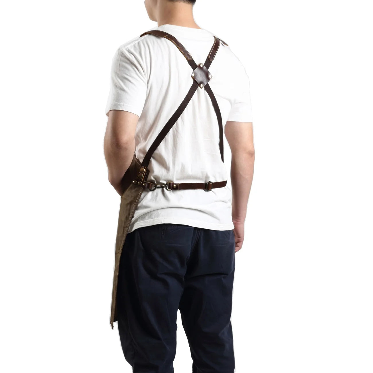 A015 Tool Apron Oil Wax Canvas With Leather Apron Gardening Aprons Tool Barbecue Barber Carpenter Painter Repairman's clothes