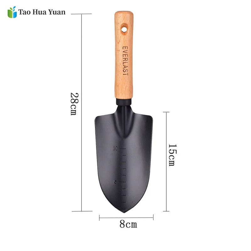 New Arrival Carbon Steel Garden Shovel Flower Planting Shovel Garden Wooden  Handle Gardening Hand Tools Tao Hua Yuan Tools