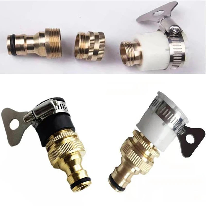 Brass Kitchen Hose Adapter Faucet Water Gun Quick Connector Mixer Hose Adapter Tube Joint Fitting Garden Watering Tools