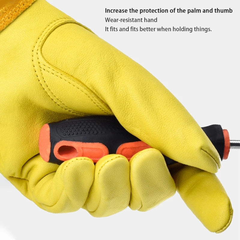 Long Sleeve Leather Gardening Gloves Puncture Resistant Breathable Leather Gauntlet Rose Pruning Floral Gauntlet