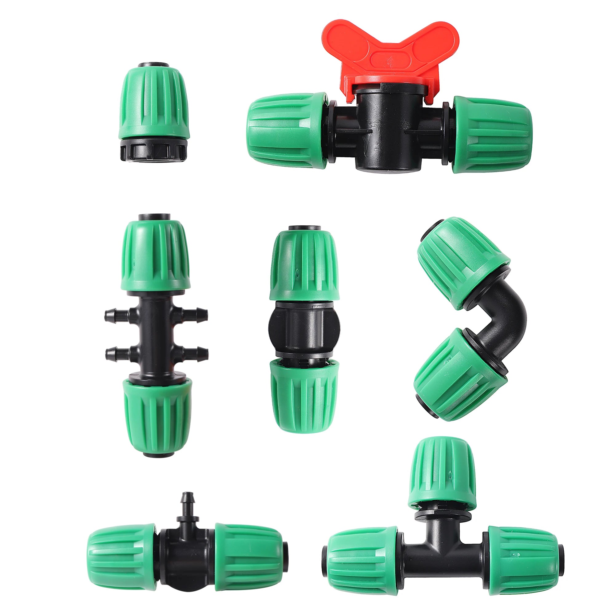 16mm PE Pipe Locked Connector Lock Nuts Garden Water Coupling 1/2'' Pipe 4/7mm Hose Fittings Garden Agriculture Irrigation Joint