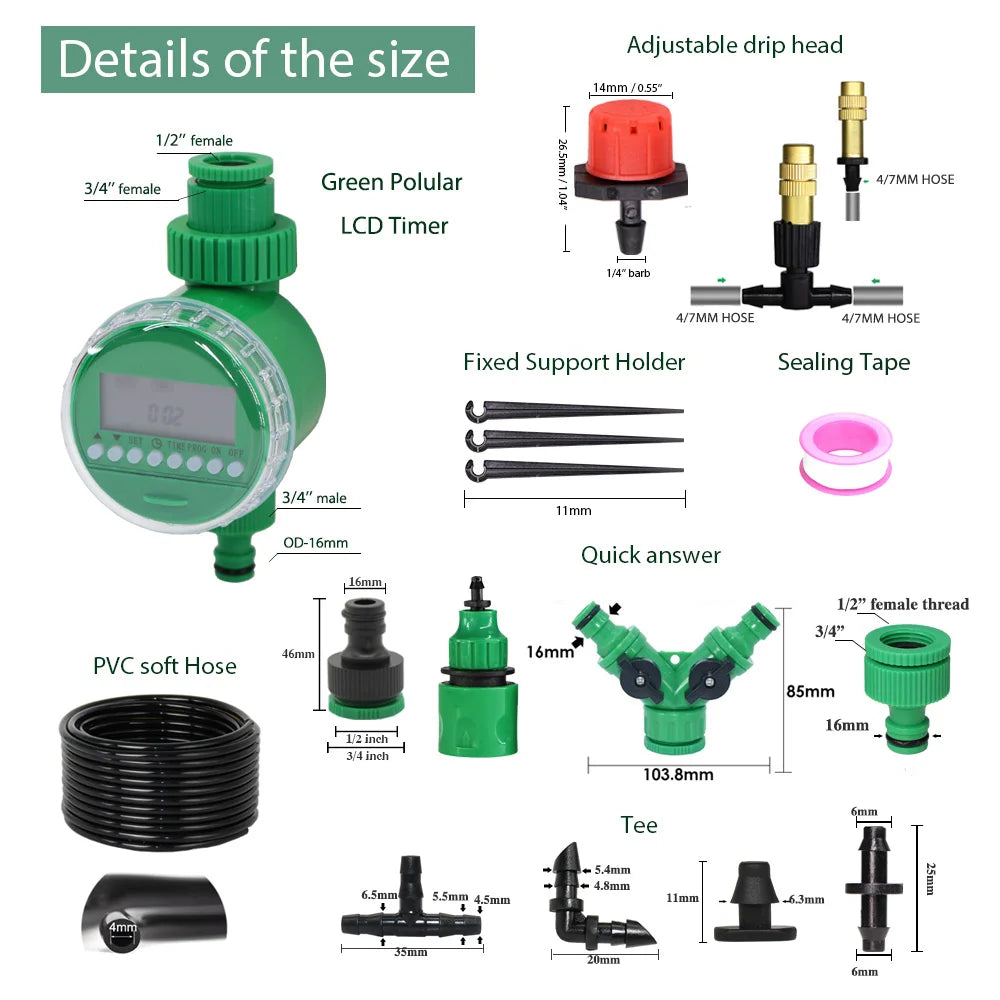 MUCIAKIE 5M-50M Automatic Garden Watering System Kits Self Garden Irrigation Watering Kits Micro Drip Mist Spray Cooling System