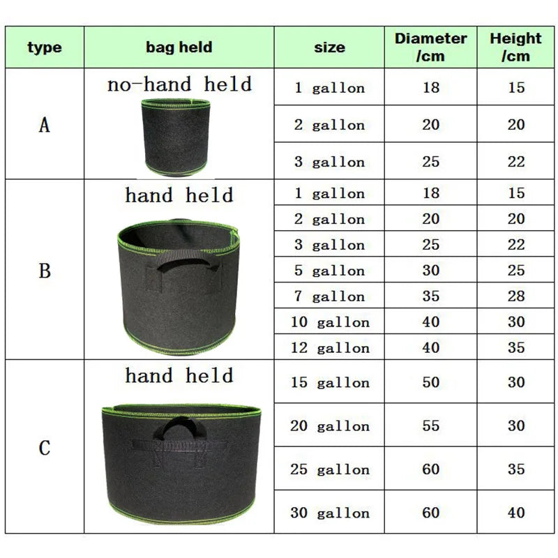 high quantity plant Grow Bags pot 1 5 20 gallon home garden tools tree strawberry fabric Vegetable jardin growing pots gardening