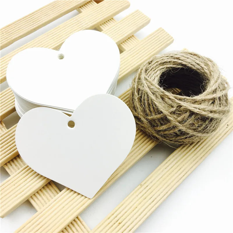 100pcs/lot Heart Shaped White Black Brown Kraft Paper Tags Gardening Labels DIY Wedding Note Blank Craft Gift Tag 6.5*5cm