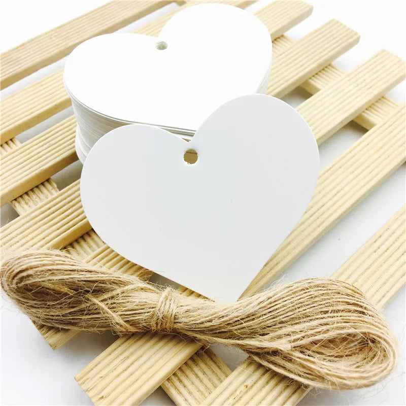 100pcs/lot Heart Shaped White Black Brown Kraft Paper Tags Gardening Labels DIY Wedding Note Blank Craft Gift Tag 6.5*5cm