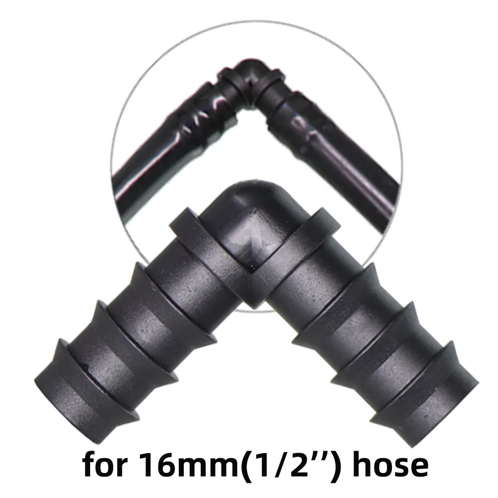 10PCS Garden Watering Connector 16mm 90 degree Barbed Elbow for Micro Dripping Irrigation 1/2'' PE Pipe Tubing Hose Fitting