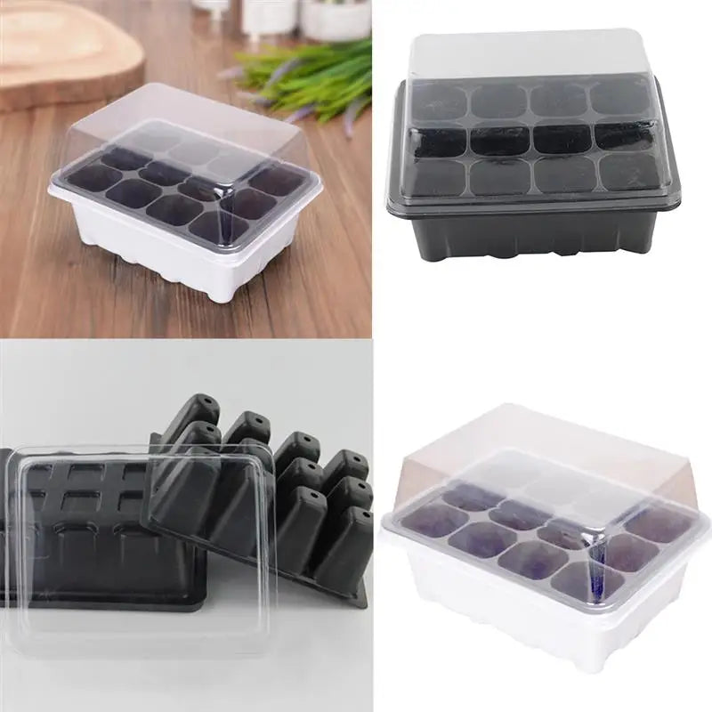 12 Cells Seedling Tray Seed Starter Box Plant Flower Grow Starting Germination Pot