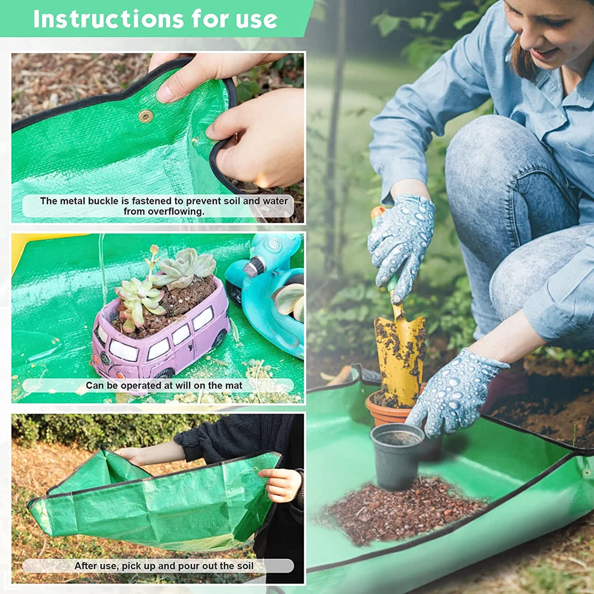 Flower Pot Transplanting Mat PE Gardening Planting Mats for Garden Plant Repotting Mat Waterproof Gardening Potting Pad 50-100CM