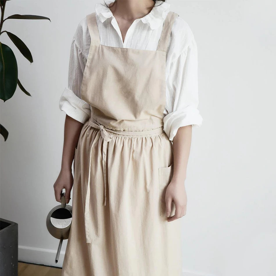 Japanese Style Apron Long Fashion 1PC  Waterproof Cotton Coffee Shop Women Men for Cooking Baking Gardening