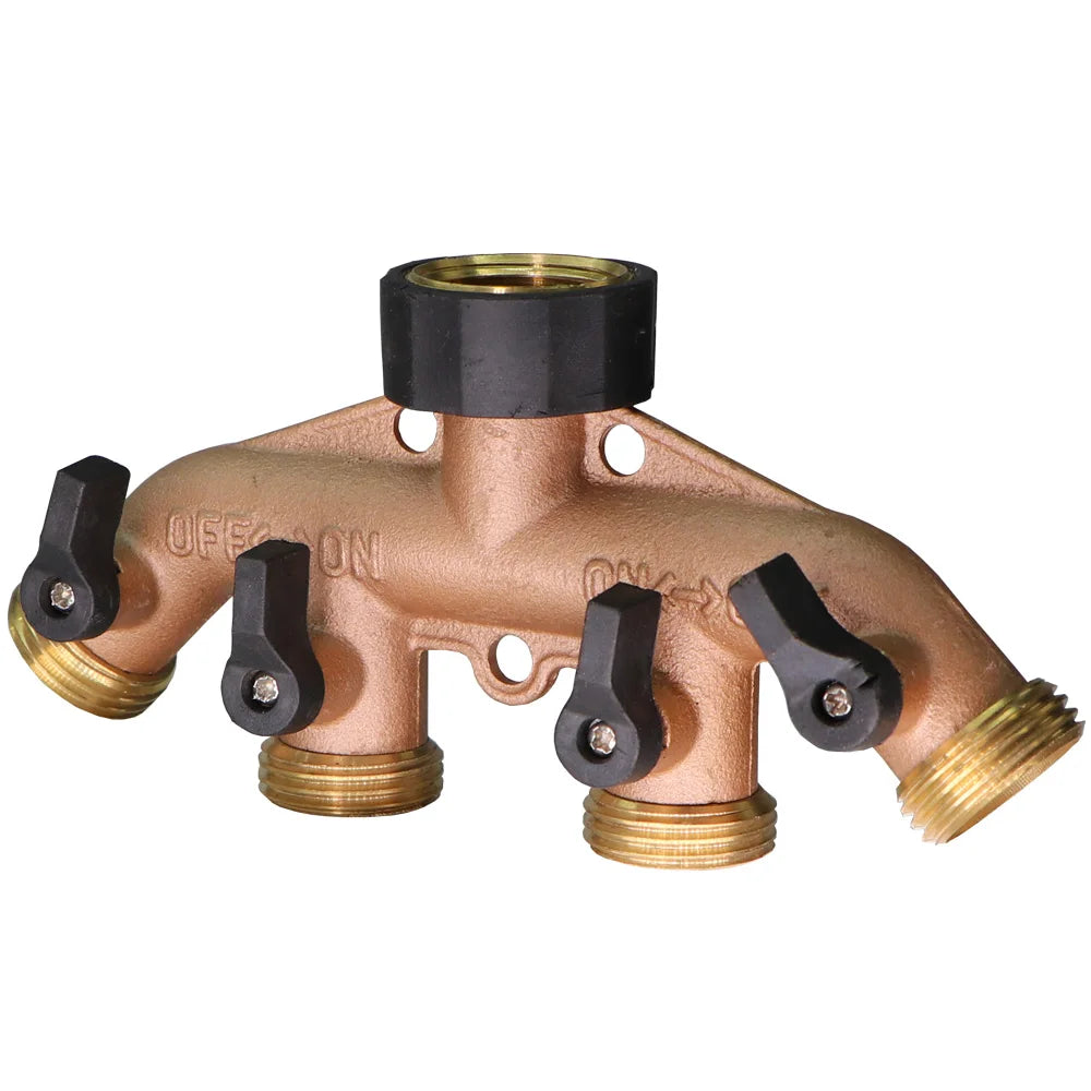 1PC BSP NPT 3/4" 4-Way Brass Plastic Garden Hose Splitter Y-Type Watering Connector Distributor For Outdoor Tap Faucet Adapter