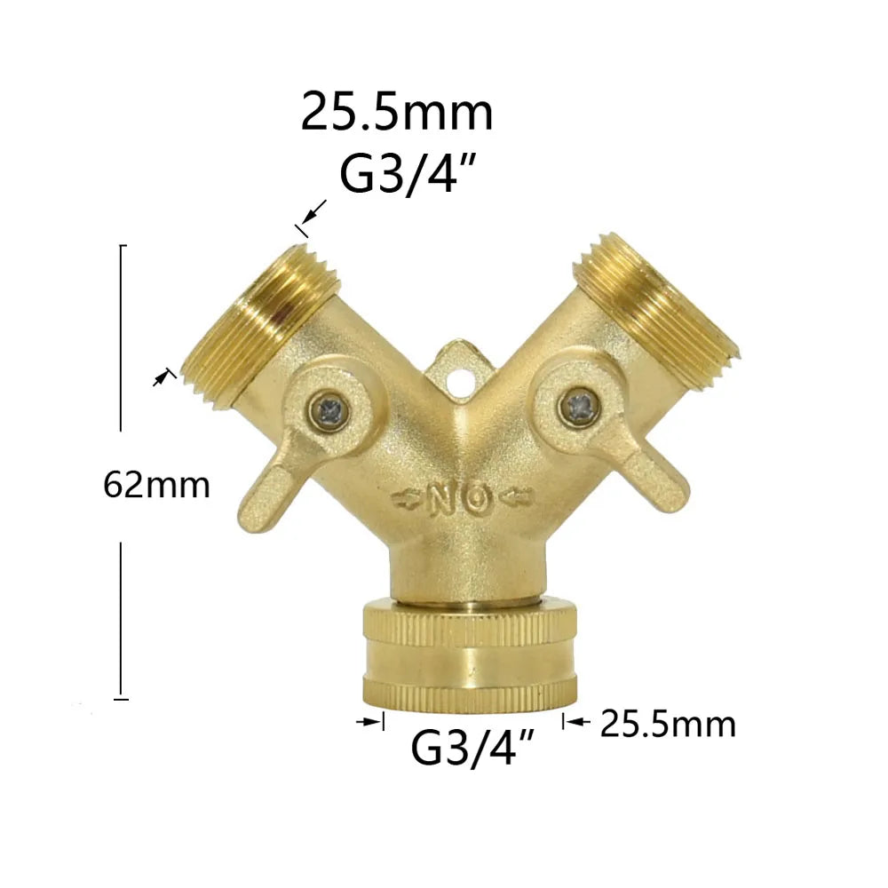 Brass 3/4" Garden Hose Splitter 2/4-way Tap Y-Type Watering Connector Garden Tap For Outdoor Faucet