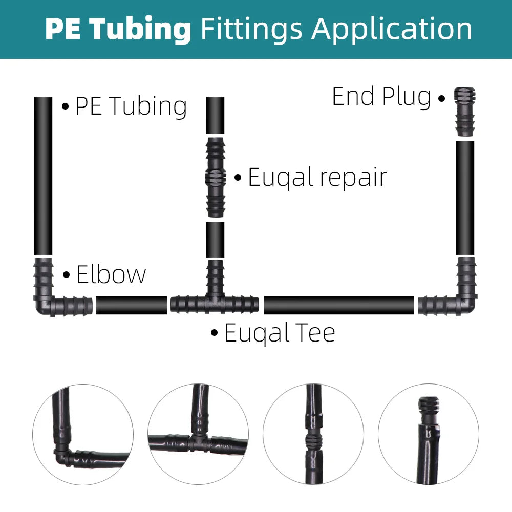 10PCS Garden Watering Connector 16mm 90 degree Barbed Elbow for Micro Dripping Irrigation 1/2'' PE Pipe Tubing Hose Fitting