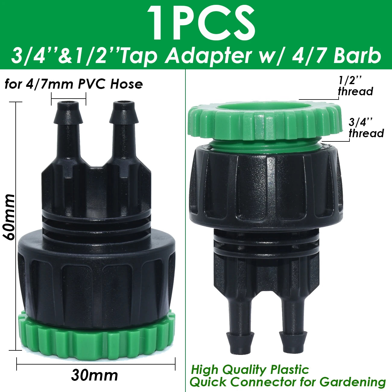 SPRYCLE Garden Quick Connector Tap 1/2" 3/4" Male Female Thread Nipple Joint 1/4" Hose Repair Irrigation Water Splitters Tools