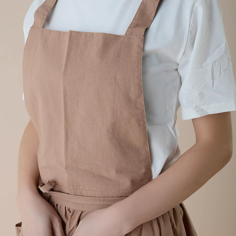 Japanese Style Apron Long Fashion 1PC  Waterproof Cotton Coffee Shop Women Men for Cooking Baking Gardening