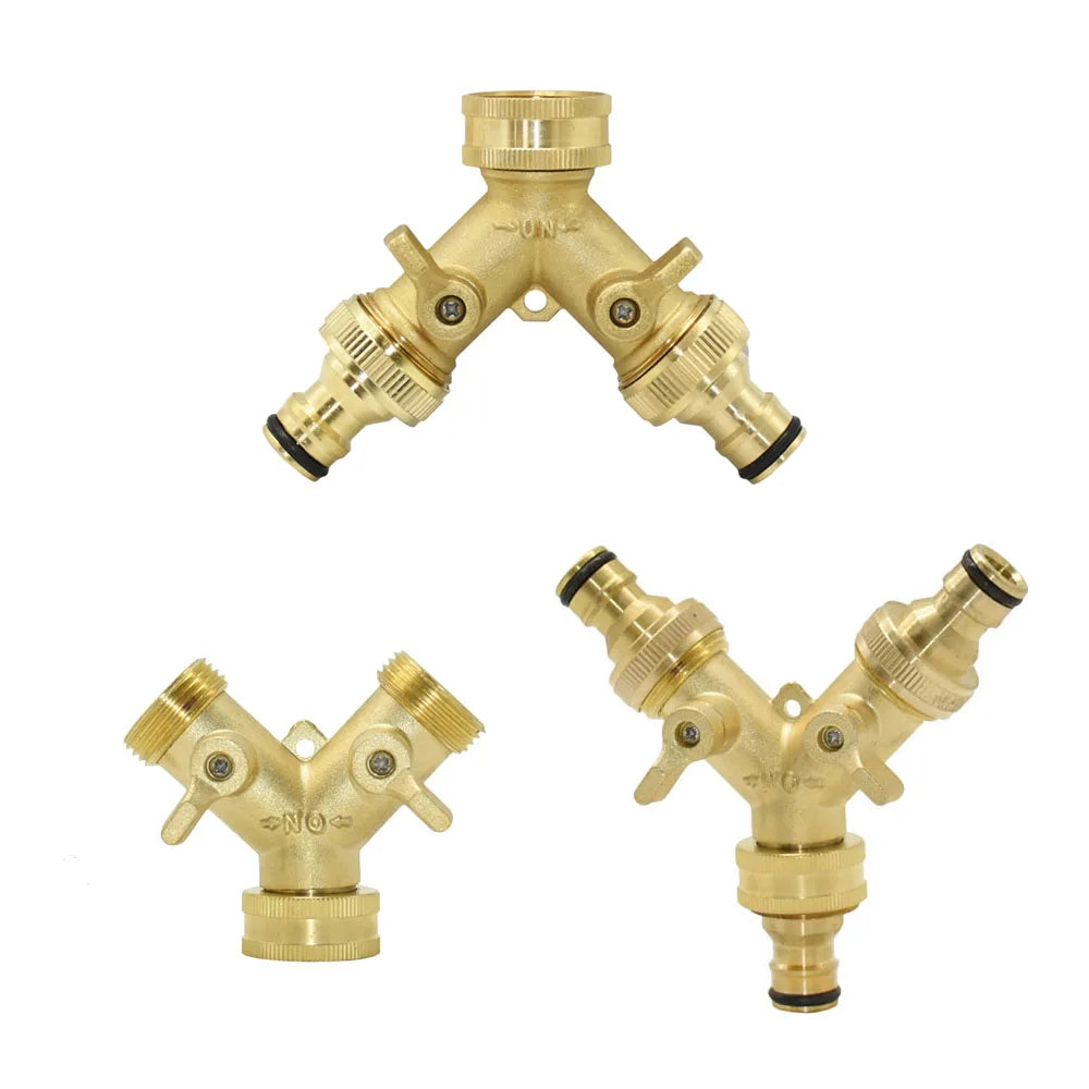 Brass 3/4" Garden Hose Splitter 2/4-way Tap Y-Type Watering Connector Garden Tap For Outdoor Faucet