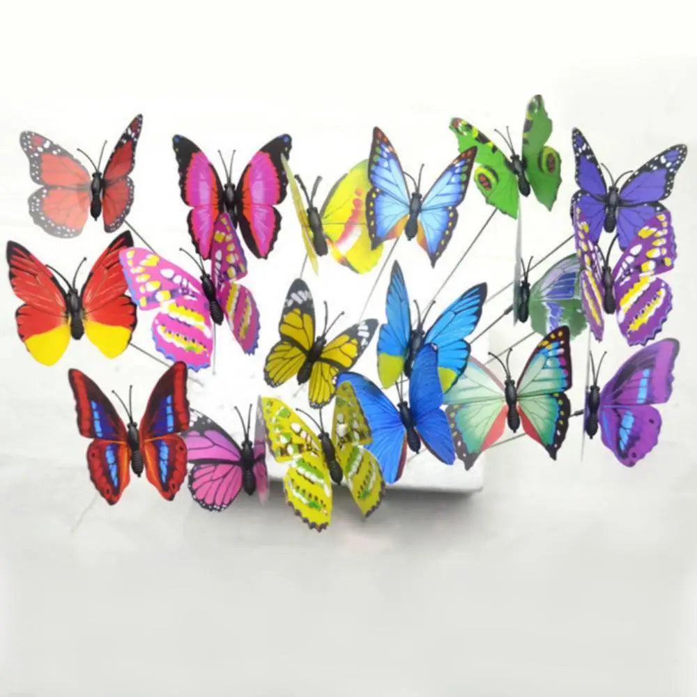 10Pcs/Set Simulation Butterfly Stick Outdoor Garden Flower Pot Decor Ornament Gardening Supplies