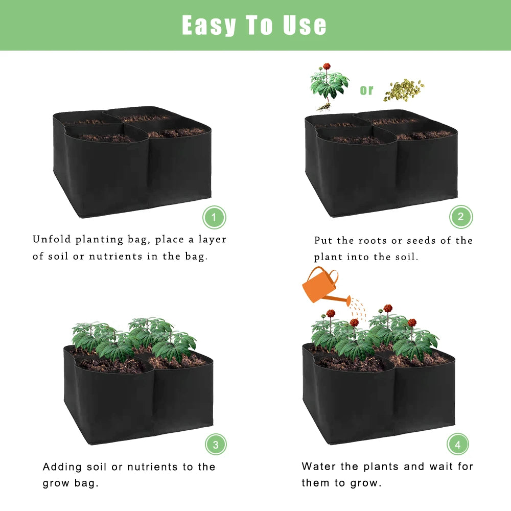 Rectangular Planting Bag Multi-grid Raised Garden Bed For Vegetables Flowers Felt 4/8 Pockets Square Plant Grow Bags