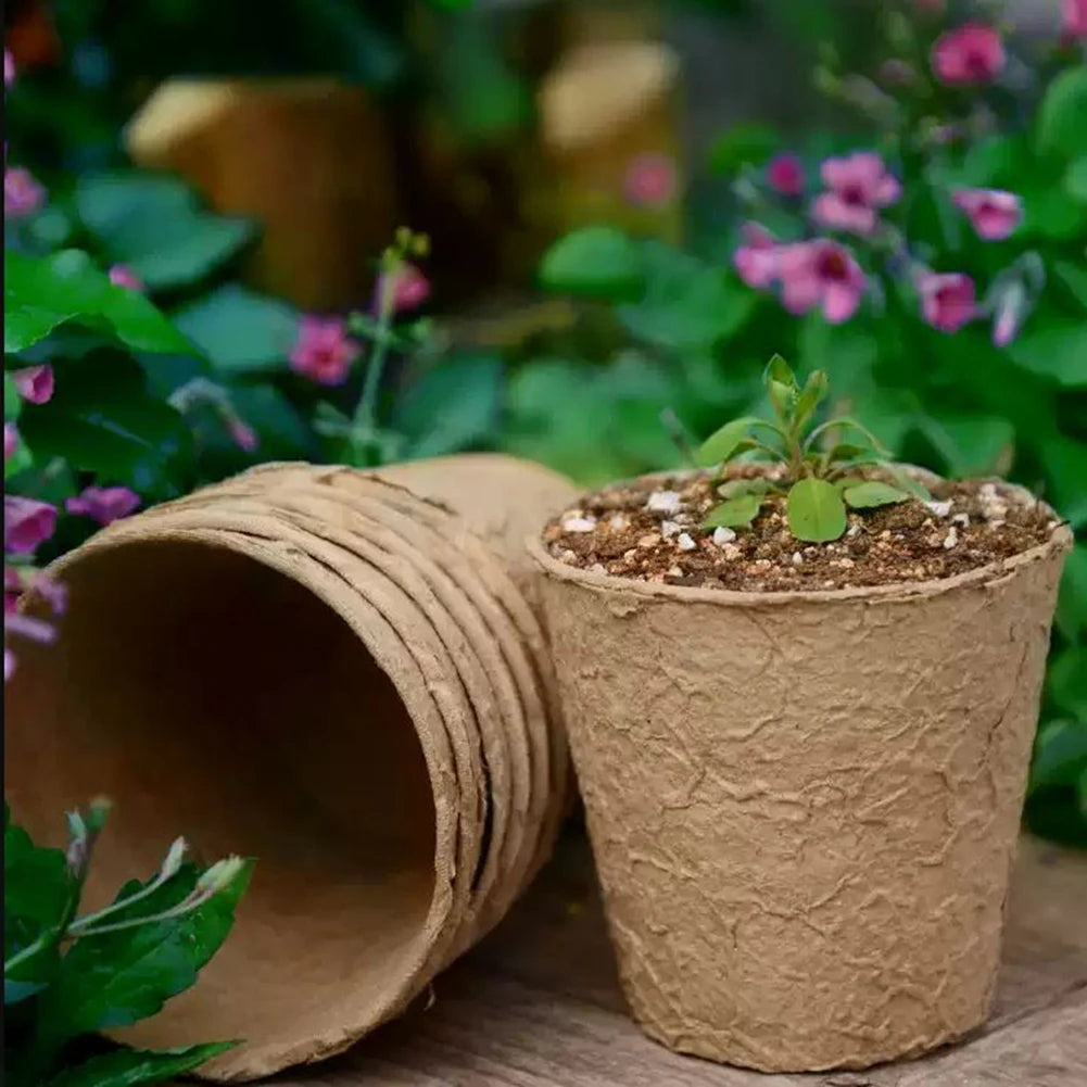 100Pcs Flower Pots Peat Planting Pots Biodegradable Paper Pulp 6*6*4.5cm For Plant Starter Starting Tray Gardening Supplies