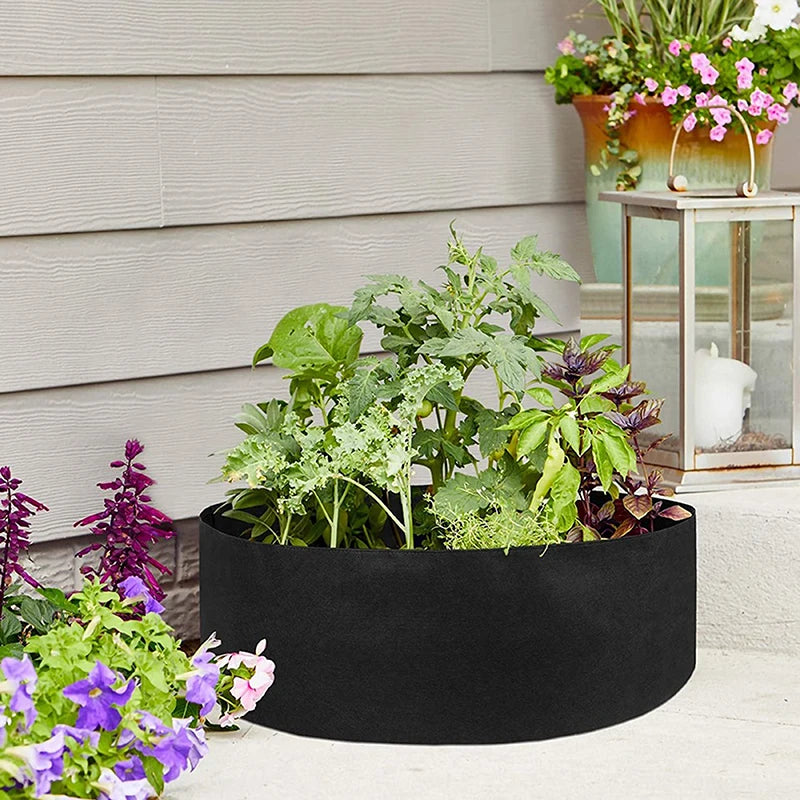 Round Fabric Felt Garden Flower Grow Bag Raised Garden Bed Vegetable Planting Bag Planter Pot with Handles Planting Pots