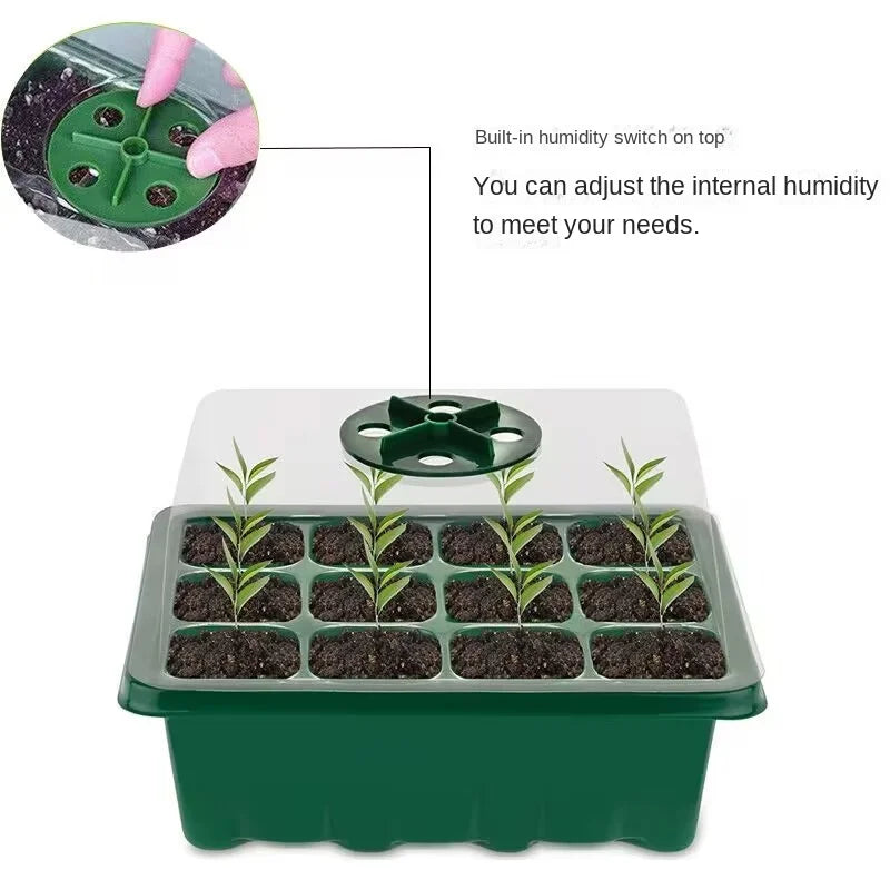 New 12 Holes Seedling Trays Seed Starter Starter Plant Flower Grow Box Propagation for Gardening Grow Starting Germination Box