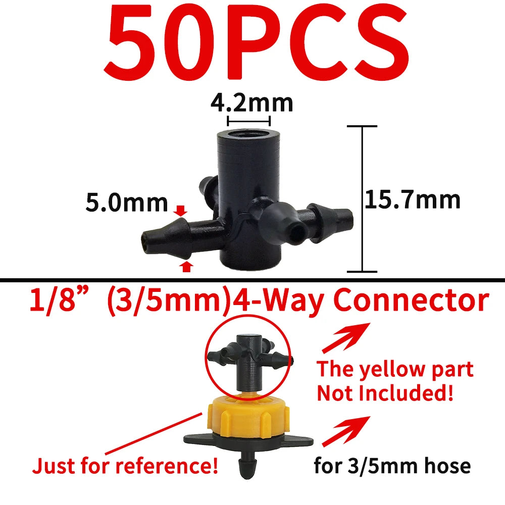 WUJIE Garden Water Connector Drip Irrigation for 1/4'' & 1/8'' Tubing Hose Accessories Joint Barbed Tees Cross Eng Plug Adaptors