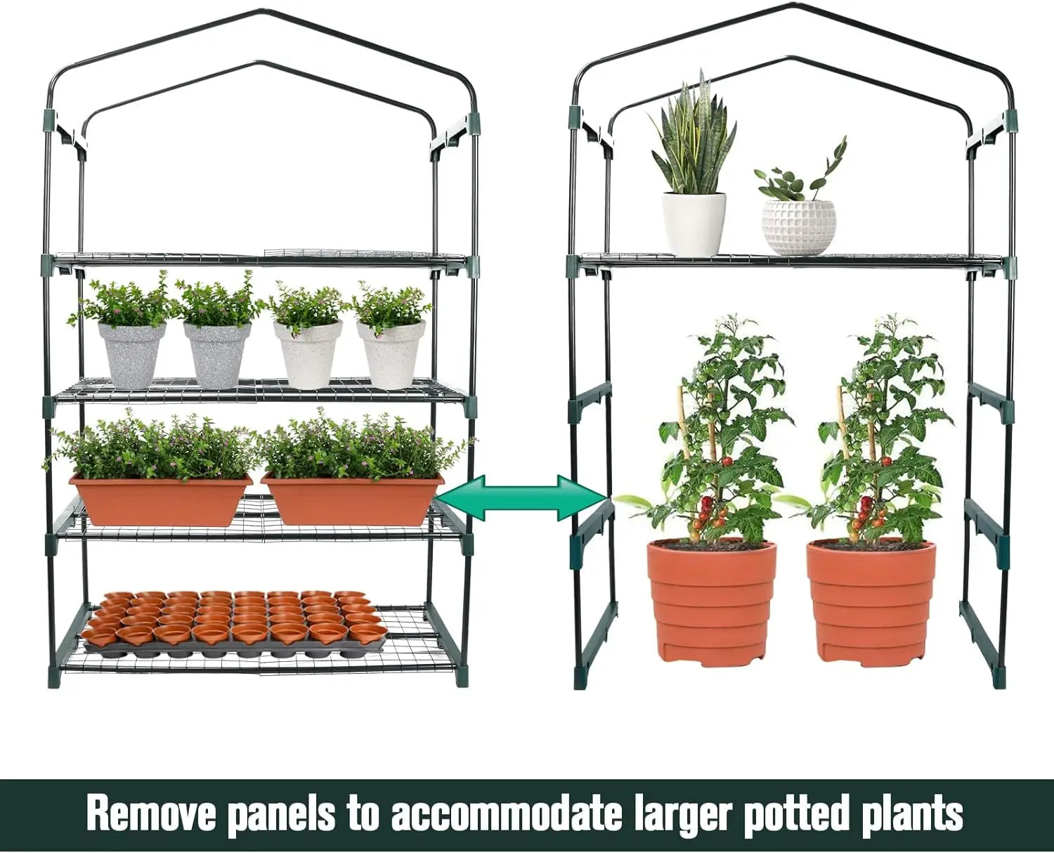 Garden 50% Extra Wide Mini Greenhouse 4 Tier Portable Plant Green House 40in Wide -Sturdy Gardening Shelves with PE Cover & Roll