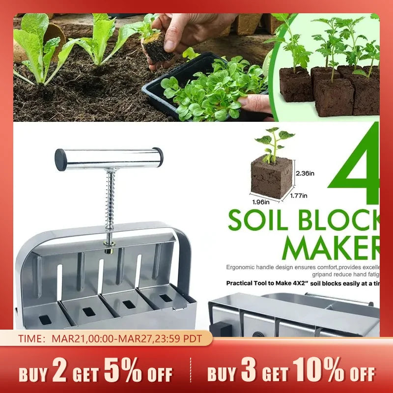 Handheld Seedling Soil Block Maker 2 Inch Soils Blocking Tool Used for Seedling Greenhouse Garden Supplies