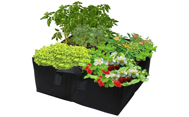 Fabric Raised Garden Bed Portable Rectangle Grow Bag Large Vegetable Planting Bag With 4 Grids Carrying Handle For Outdoor plant