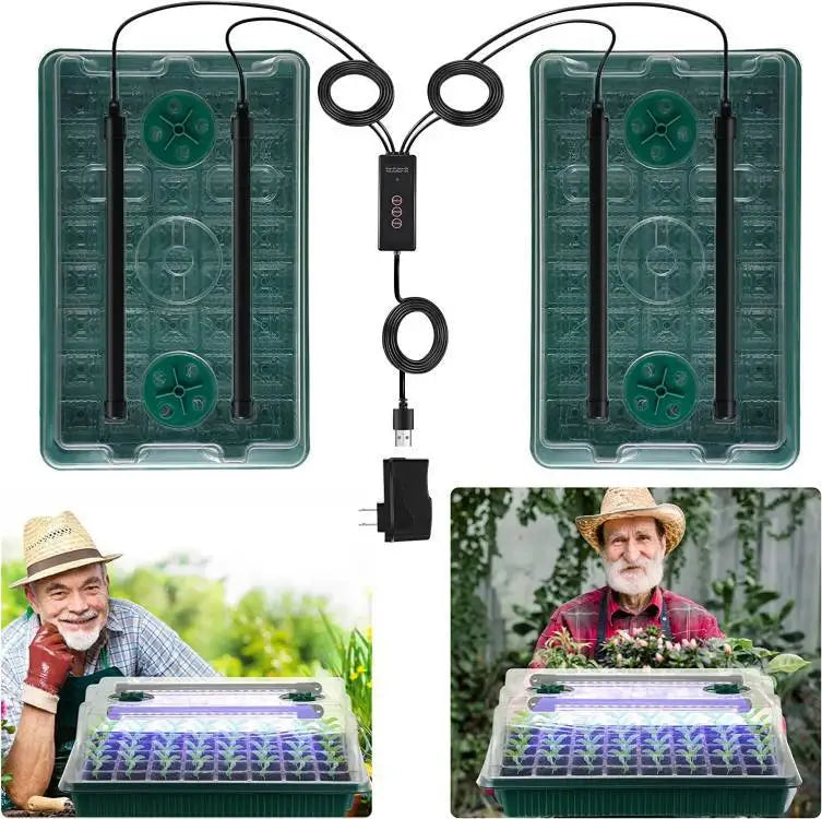 2 Packs Seed Starter Tray with Grow Light High Dome Seed Germination Kit 80 Cells with 4 LED Grow Lights Seedling Starter Kit