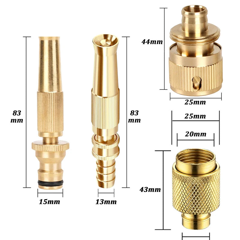 Brass High Pressure Sprinkler Adjustable Gardening Irrigation Spray Gun Quick Connector Car Wash Water Gun Nozzle Garden Tool