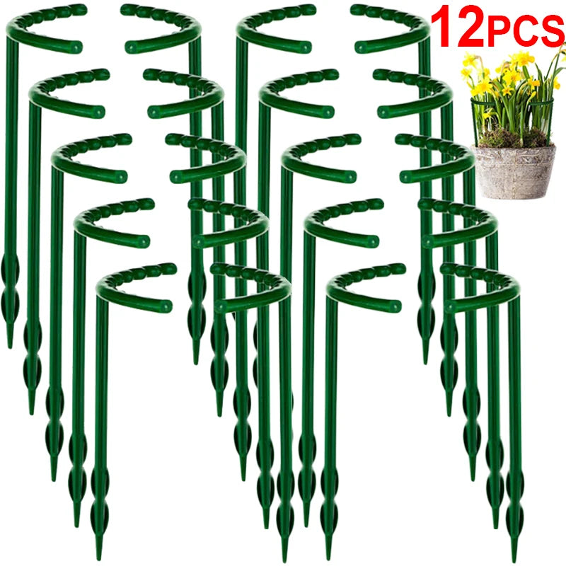 12/2pcs Plastic Plant Support Pile Frames Greenhouse Arrangement Fixed Rod Stand Flowers Vine Climbing Bracket Garden Supplies