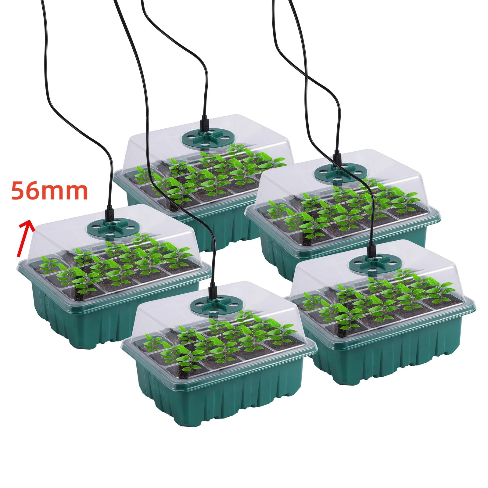 12Cells Seed Starter Tray With LED Grow Light Nursery Box Kit Mini-Shovel USB Wire Seedling Home Greenhouse Gaeden Growing Lamp