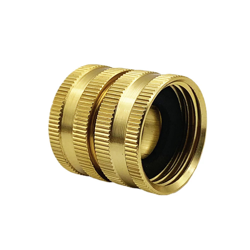 Two-Way Female Connector Solid Brass Garden Hose Adapter 3/4 Female-To-Female Hose Adapter For Watering Irrigation Quick Connect