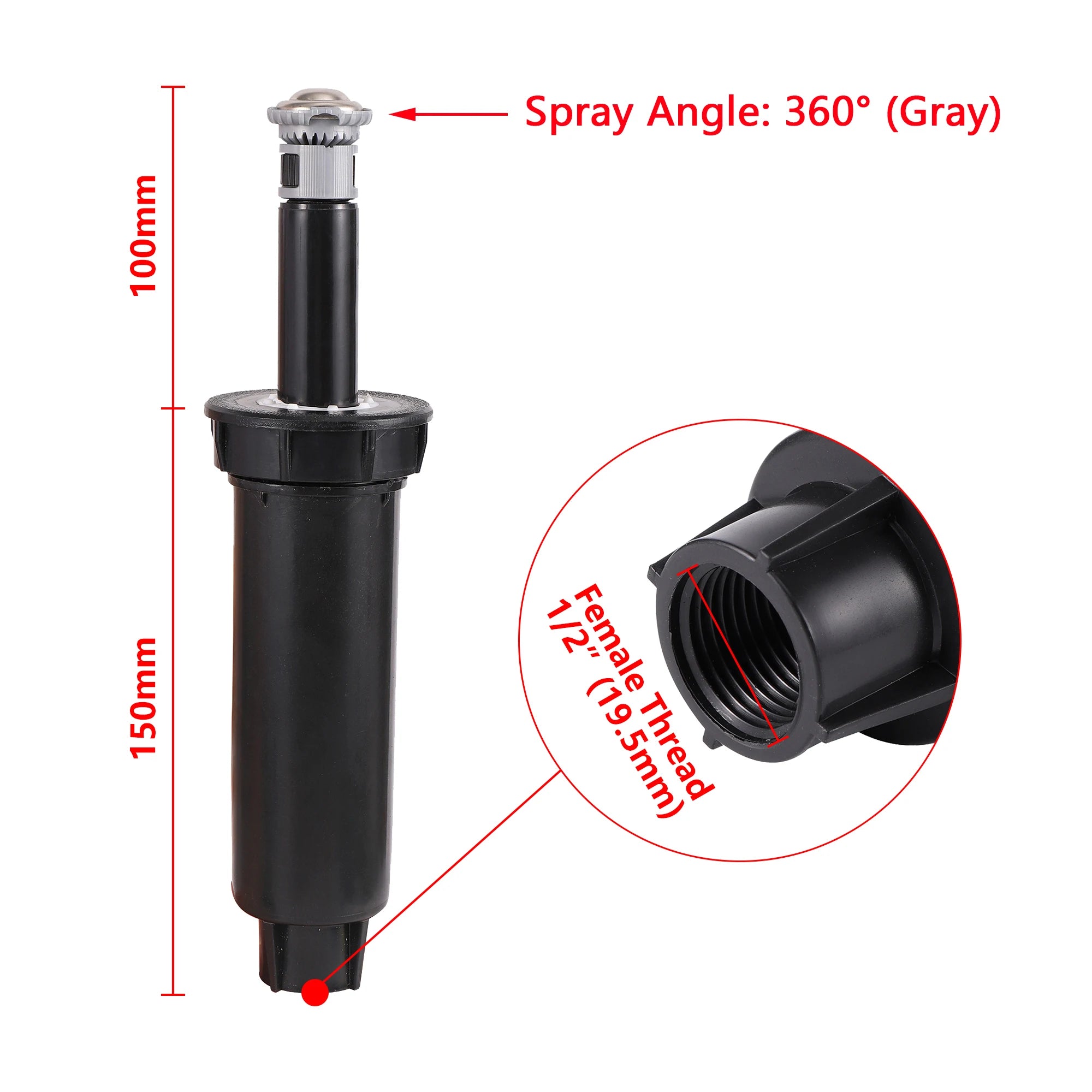 Adjustable 360° 45°~270° Buried Pop-Up Sprinkler 1/2" Internal Thread Garden Lawn Irrigation Scatter Sprinkler Rotary Sprinkler