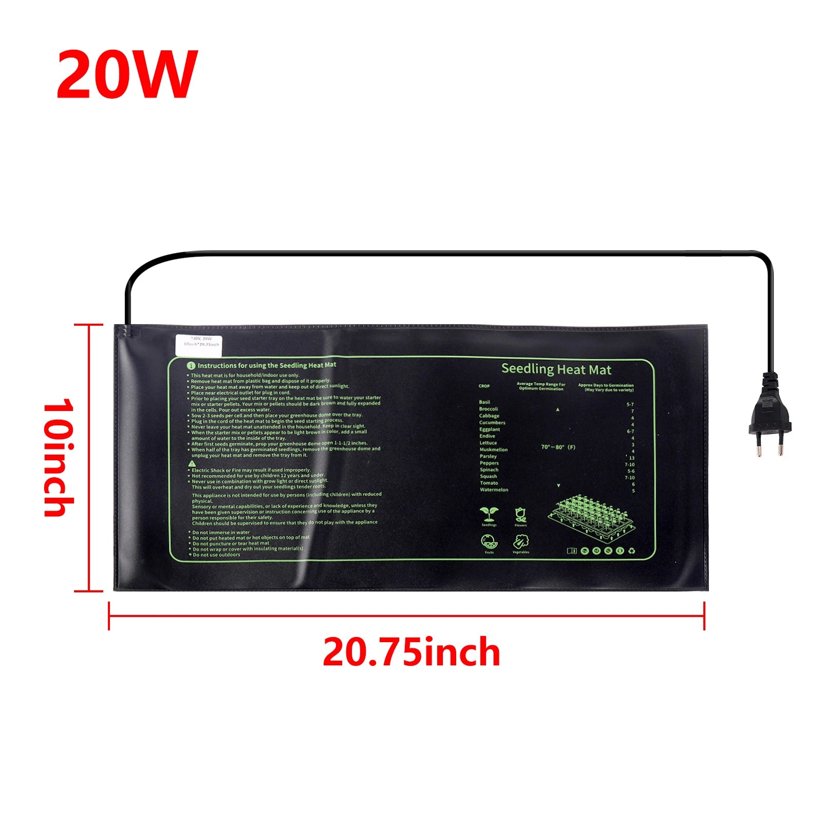 230V 20W Garden Seedling Heating Pad Plants Heating Pad Pot Bonsai Fish Tank Keep Warming Pad Seed Starting Germination Tool