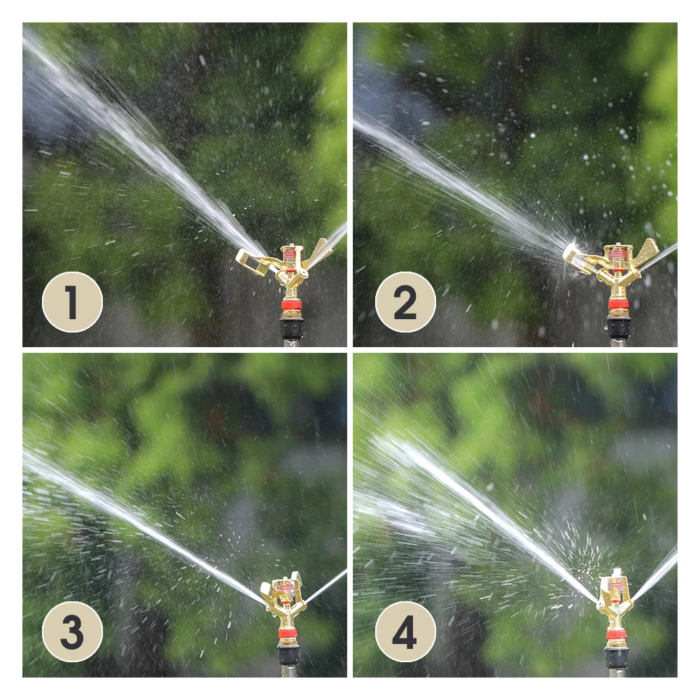 1/2 3/4'' Male Thread Metal Pulsating Sprinkler Zinc Alloy 360° Rocker Arm Water Spray Nozzle for Agricultural Garden Irrigation