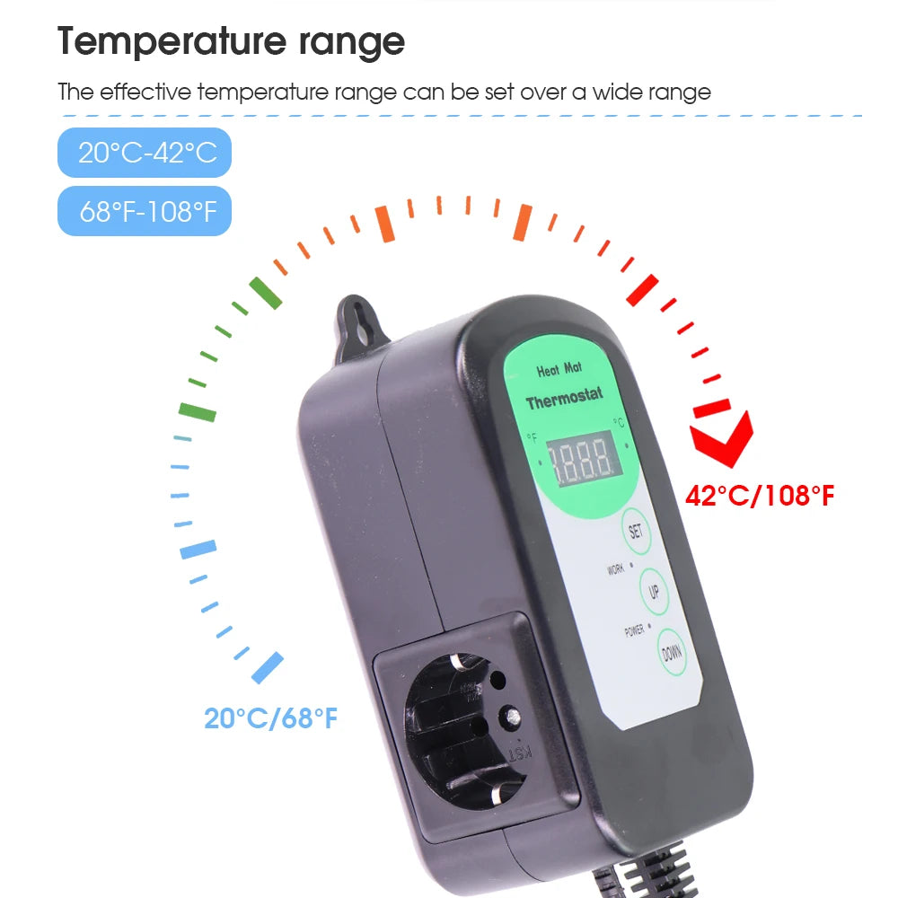 110/220V Plants Heating Mats with 68-108F Digital Thermostat Controller for Garden Seed Start Germination Nursery Grow Warm Pad