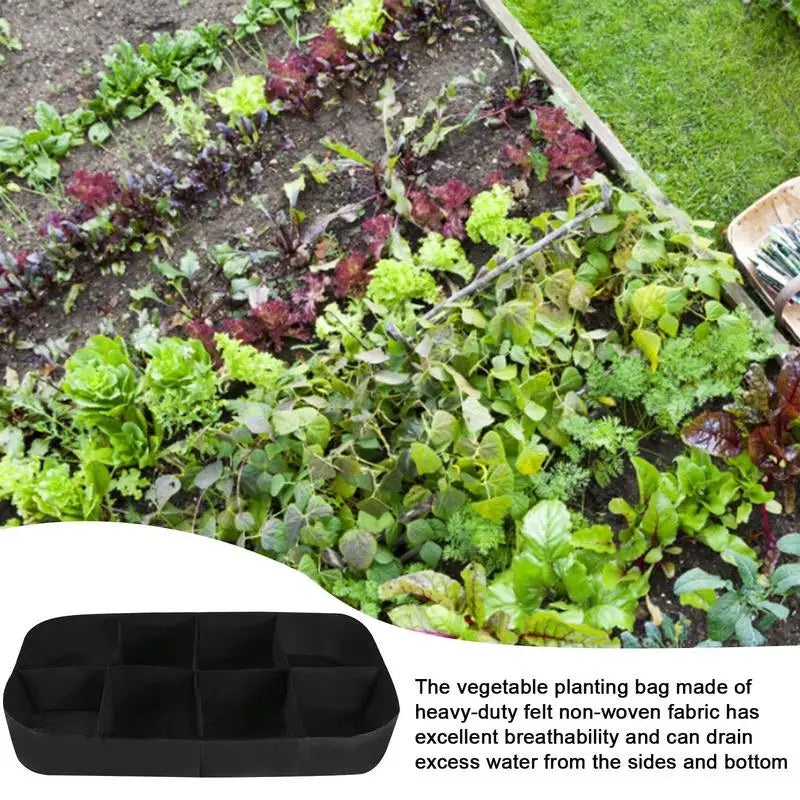 Fabric Raised Garden Bed 8 Divided Rectangle Breathable Planting Garden Grow Bags Non-woven Fabric Breathable Gardening Planter