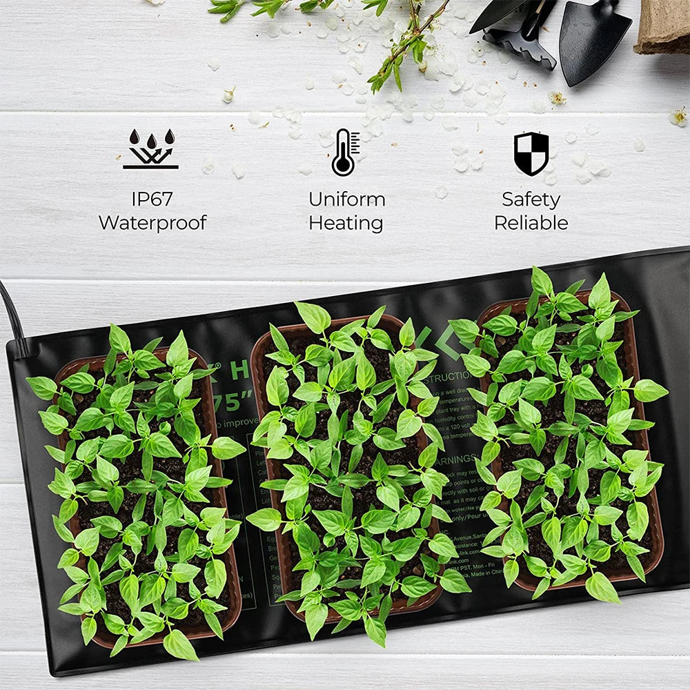 Durable Seedling Heat Mat Warm Hydroponic Heating Pad Waterproof 10" x 20.75" for Seed Starting Greenhouse and Germination