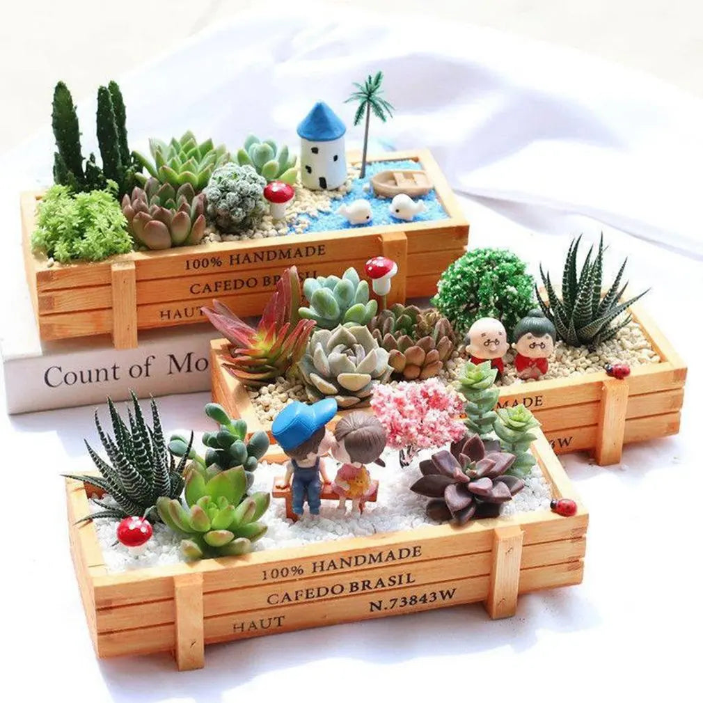 New Vintage Wood Garden Flower Planter Succulent Pot Rectangle Trough Box Plant Bed gift for office home shopping mart hotel