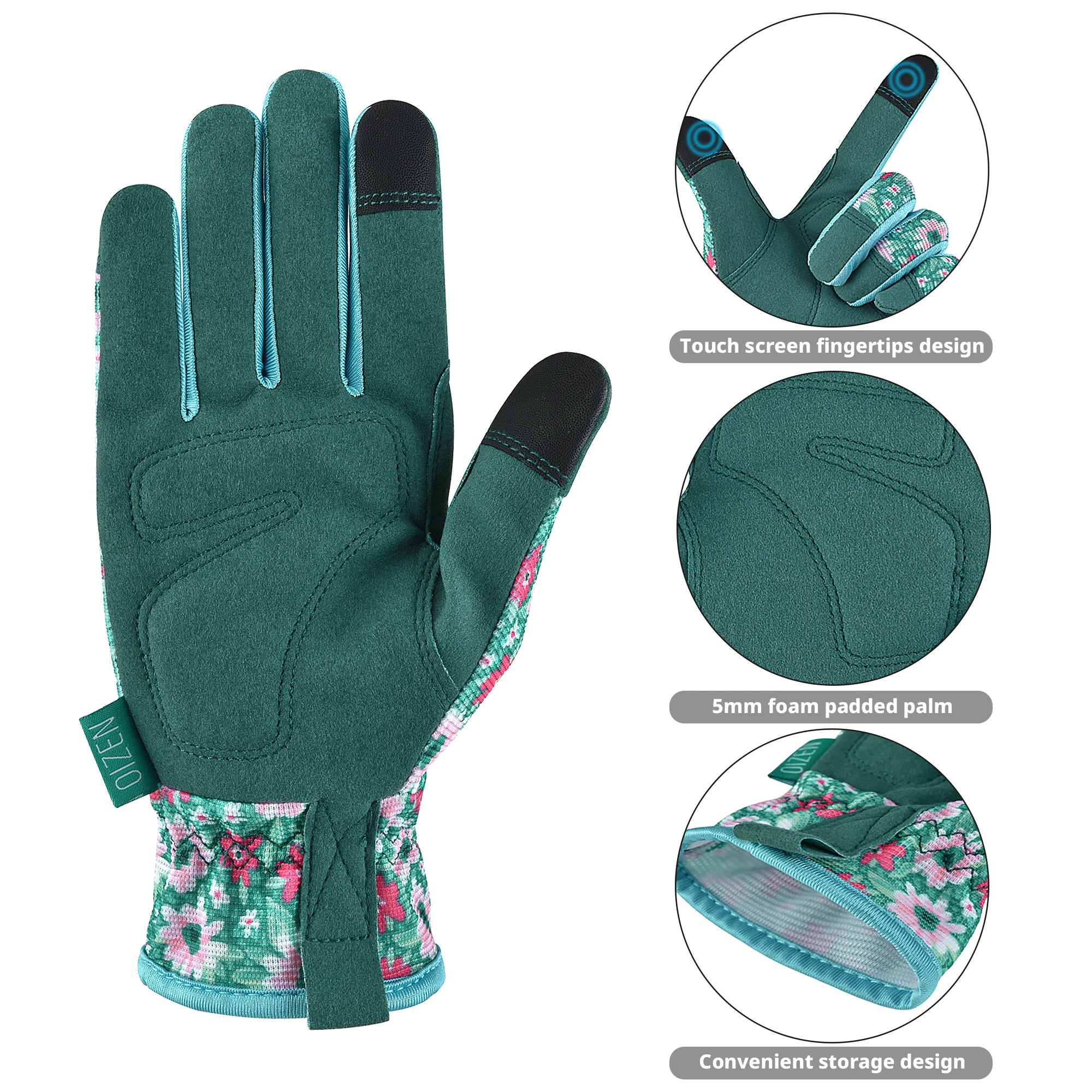 1Pair Garden Gloves for Weeding Working Digging Planting Gardening Gloves for Women light duty Breathable Touchscreen