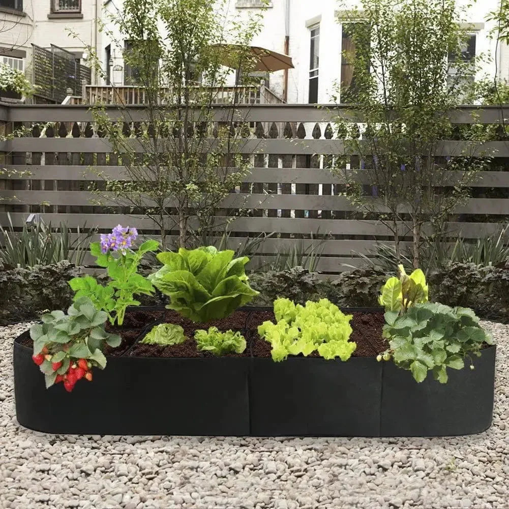 Fabric Raised Garden Bed 8 Grids Garden Plant Grow Bags Reusable Felt Planting Bed Rectangle for Growing Herbs Flowers Vegetable