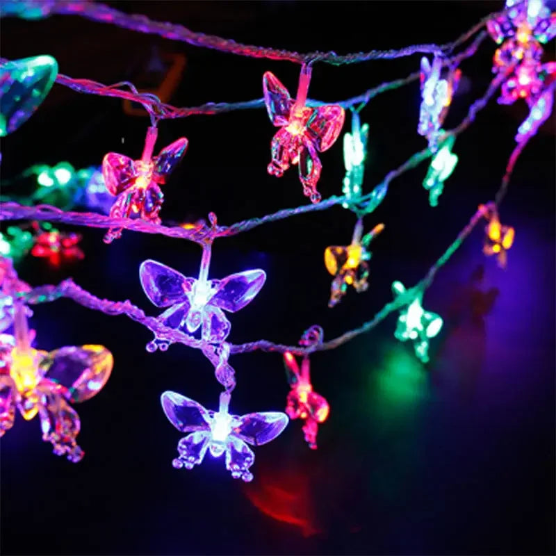 Crystal Butterfly LED Solar Fairy String Lights Christmas Waterproof New Year Solar LED Lights Garland Garden Wedding Decoration