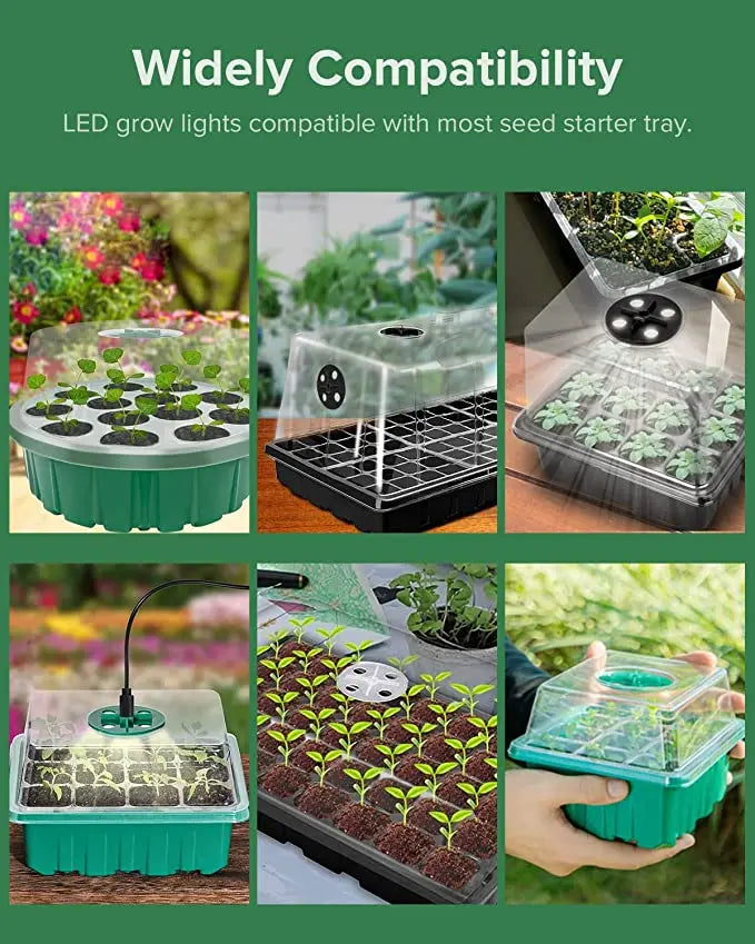 Seed Starter Grow Light Greenhouse Germination LED Grow Light Tray Seedling Pot Seedling Tray Planter Full Spectrum Grow Light