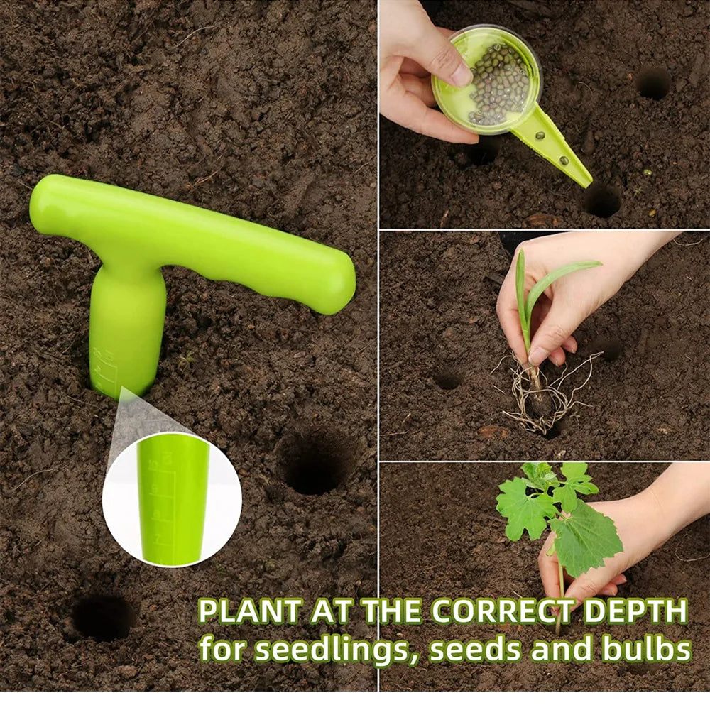 Fluorescent Green Planter 5-gear Adjustable Garden Tool Suit Gardening Plastic Hole Punch Garden Supplies