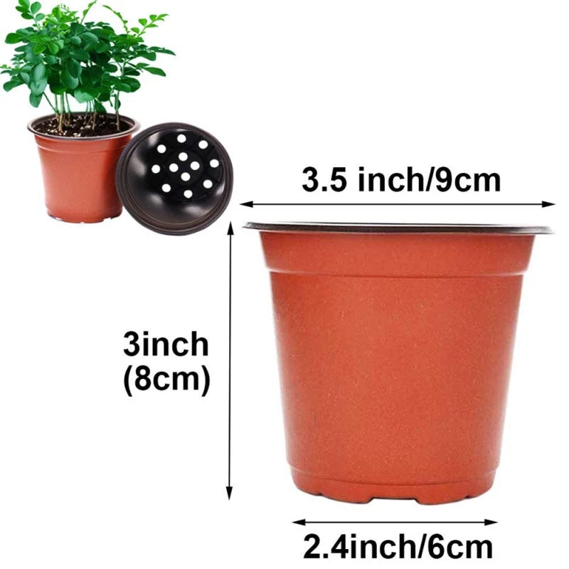 100 Pcs Plastic Plants Nursery Pot Seedlings Flower Plant Container Seed Starting Pots with Drainage Hole for Home Outdoor