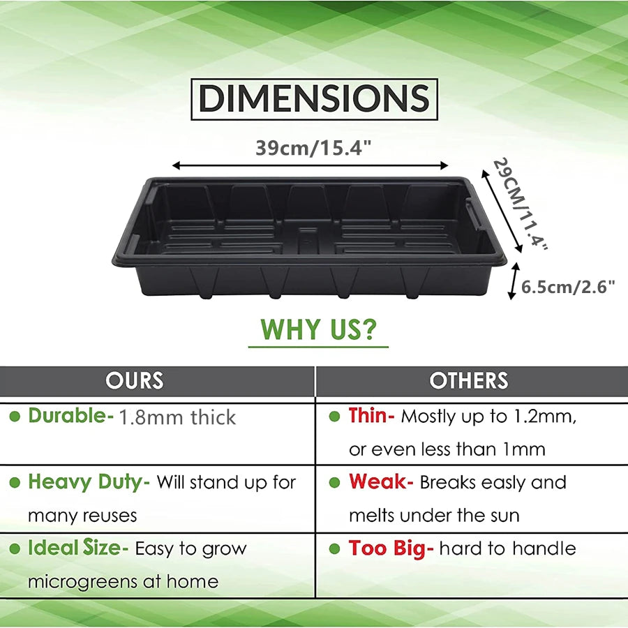 Plastic Plant Growing Pot without Holes, Seedling Starter Trays, Hydroponic Tray for Flowers, Seedlings Plants, 29x39cm