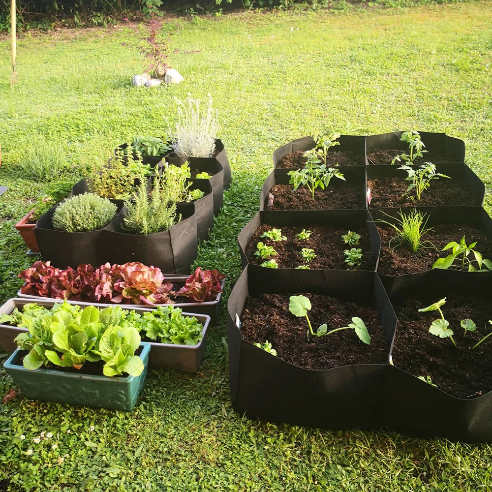 Rectangular Planting Bag Multi-grid Raised Garden Bed For Vegetables Flowers Felt 4/8 Pockets Square Plant Grow Bags